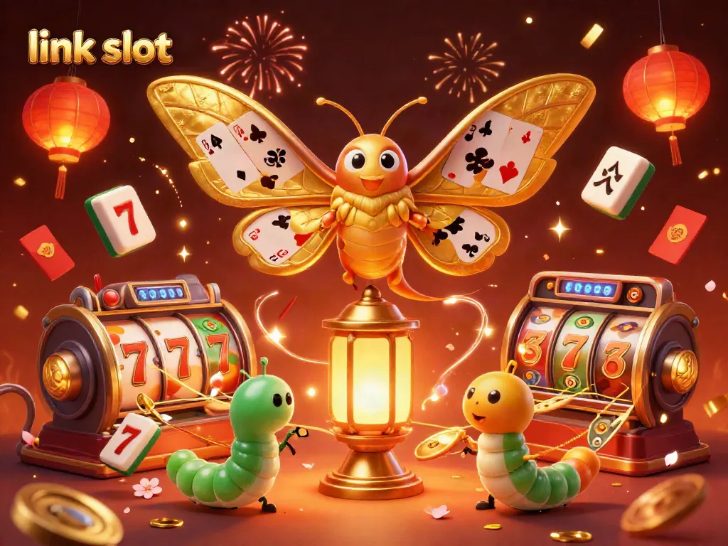 Experience thrilling gaming with this vibrant link slot casino scene featuring joyous characters and festive elements.