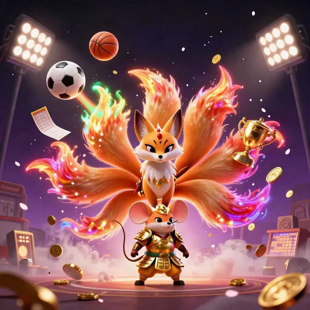 Neunschwänziger Fuchsspirit, Samurai-Maus und fliegende Sportbälle im Neon-Luxus.