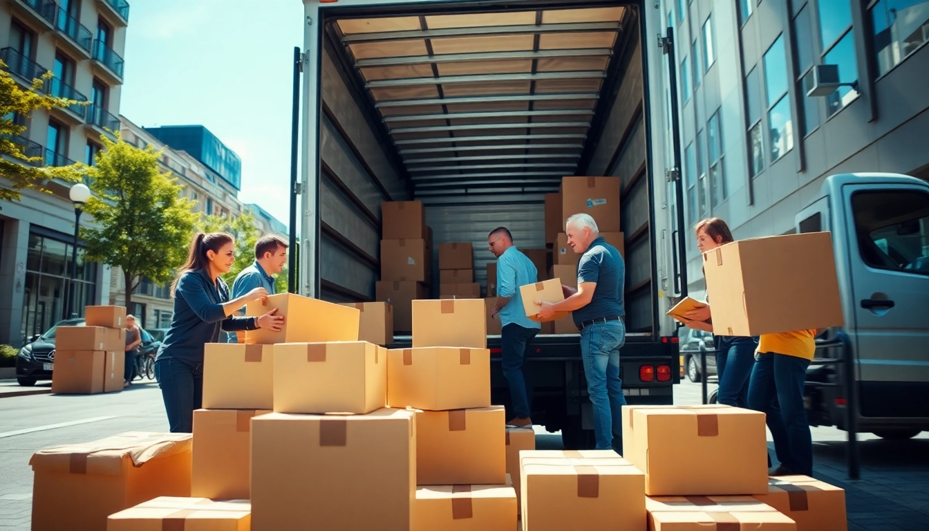 Umzugsunternehmen Speyer zeigt professionelles Team beim Umzug in einer urbanen Umgebung.