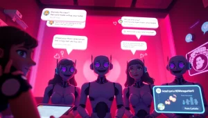 Engaging AI chat for NSFW interactions with colorful avatars and chatroom ambiance.