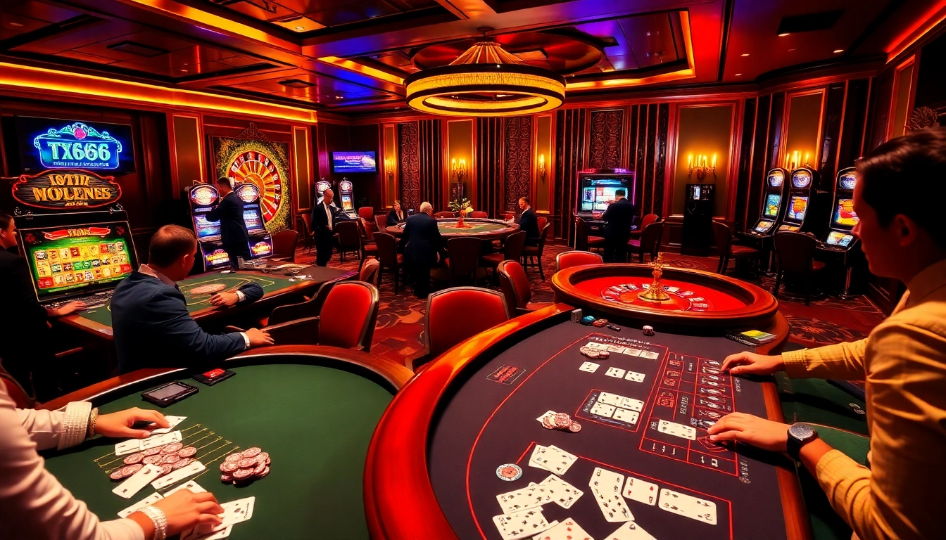 TX666 players enjoying an exciting live casino scene with vibrant tables and engaging games.