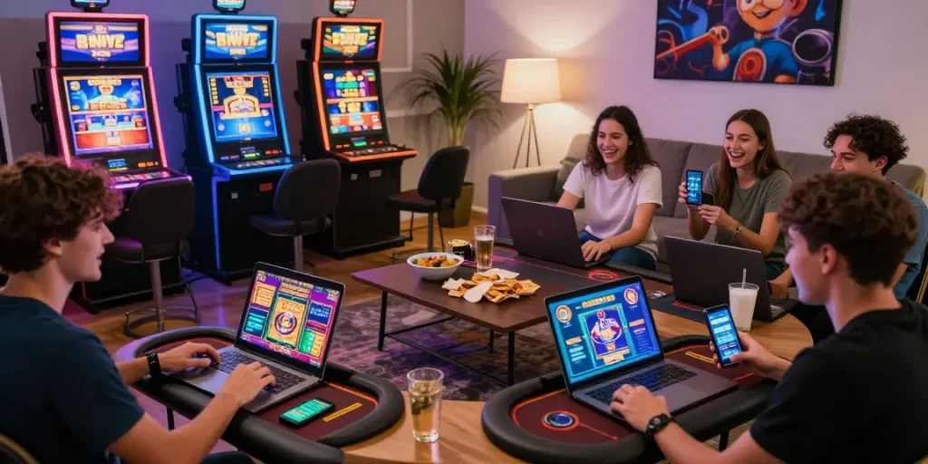 Engaging online gaming experience with NHÀ CÁI MMOO players enjoying casino games and excitement.