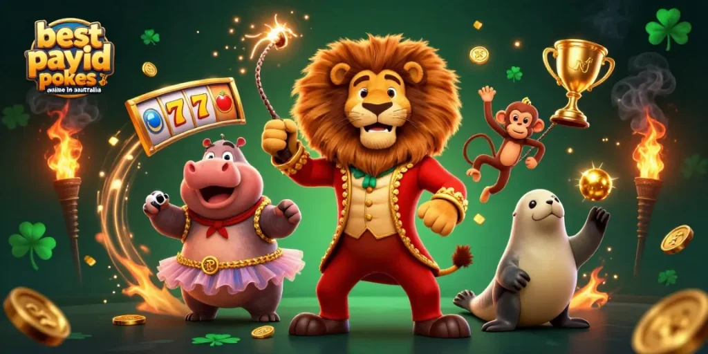 Engage with the best payid pokies online in australia through this vibrant 3D casino illustration featuring lively characters and dynamic gaming elements.