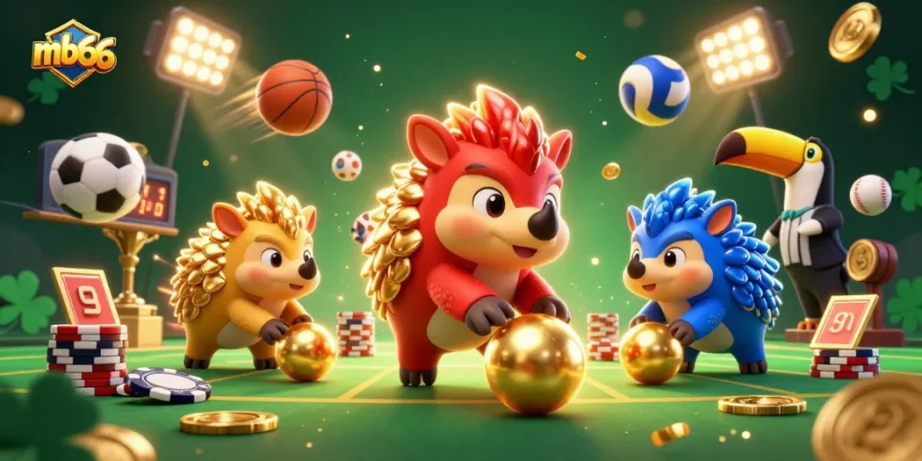 Experience thrilling action with mb66 as cartoon pangolins bowl through poker chips at a vibrant casino