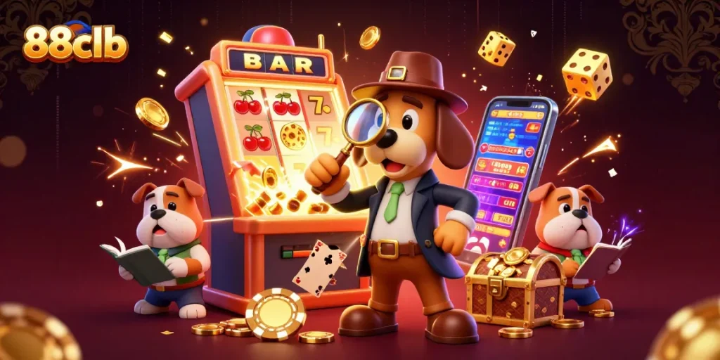 Engage with thrilling action at 88clb while uncovering treasures in a packed casino scene.